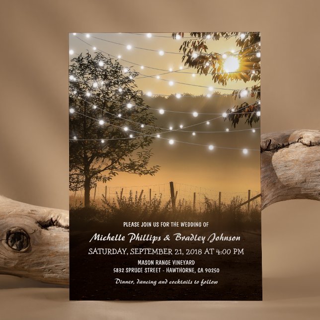 Vintage Rustic Country Lights Wedding Invitation (Creator Uploaded)