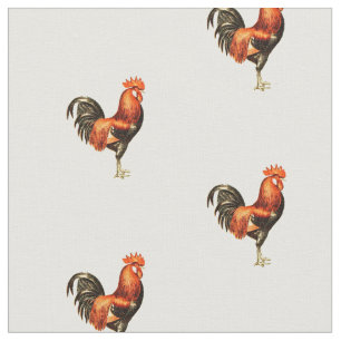 Vintage Rustic Country Rooster Pattern Fabric