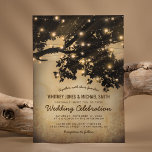 Vintage Rustic Country Tree Lights Wedding Invitation<br><div class="desc">Vintage Sepia wedding invitations featuring a rustic background,  string lights,  tree silhouette and an elegant wedding template that is easy to customise.</div>