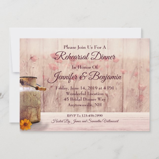 Vintage & Rustic Country Wedding Rehearsal Dinner Invitation (Front)