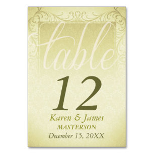 Vintage Rustic Damask Wedding Table Number Card