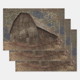 Vintage Rustic Dark Gray Tan Sky Barn Texture Wrapping Paper Sheet