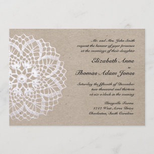 Vintage Rustic Doily Wedding Invitation