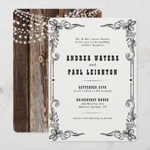 Vintage Rustic Elegant Wedding Invitation