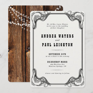 Vintage Rustic Elegant Wedding Invitation