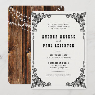 Vintage Rustic Elegant Wedding Invitation