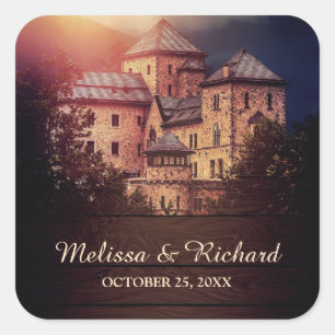 Vintage Rustic Fairytale Castle Favour Square Sticker