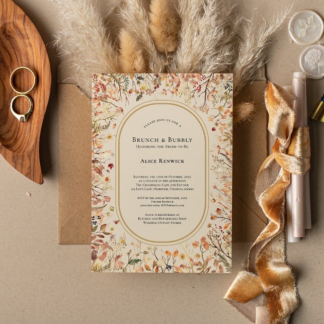 Vintage Rustic Fall Beige Wedding Bridal Brunch Invitation (Creator Uploaded)