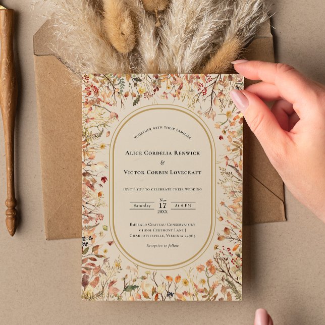 Vintage Rustic Fall Beige Wedding Invitation (Creator Uploaded)