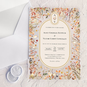 Vintage Rustic Fall Beige Wedding Monogram Acrylic Invitations