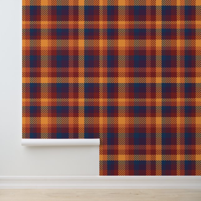 Vintage Rustic Fall Plaid Wallpaper (Application)