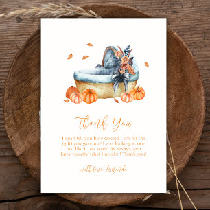 Vintage Rustic Fall Pumpkin Crib Baby Shower Thank You Card