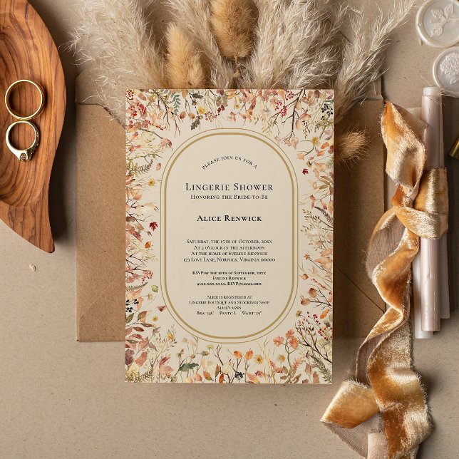 Vintage Rustic Fall Wedding Lingerie Shower Invitation (Creator Uploaded)