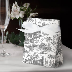 Vintage Rustic Farm French Toile-Black & White Favour Box