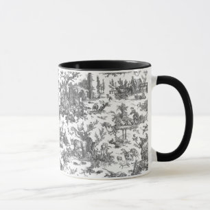 Vintage Rustic Farm French Toile-Black & White Mug