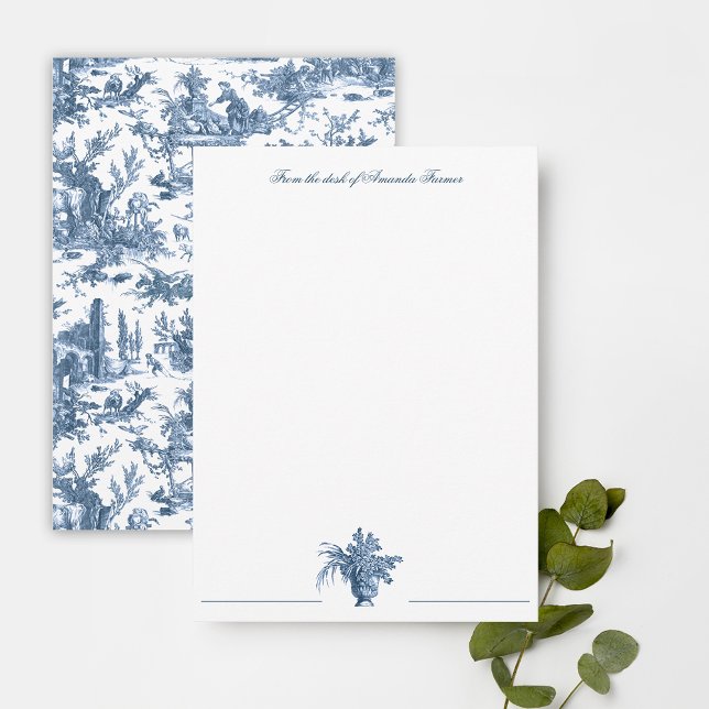Vintage Rustic Farm French Toile-Blue & White Card (Creator Uploaded)