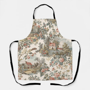  Vintage Rustic Farm French Toile Floral pattern Apron