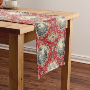 Vintage Rustic Farm French Toile Floral pattern Short Table Runner