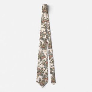 Vintage Rustic Farm French Toile Floral pattern Tie