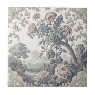  Vintage Rustic Farm French Toile Floral pattern Tile