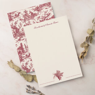 Vintage Rustic Farm French Toile-Red & Tan Card