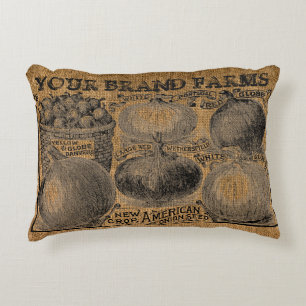Vintage Rustic Faux Burlap Onion Sack Template Decorative Cushion
