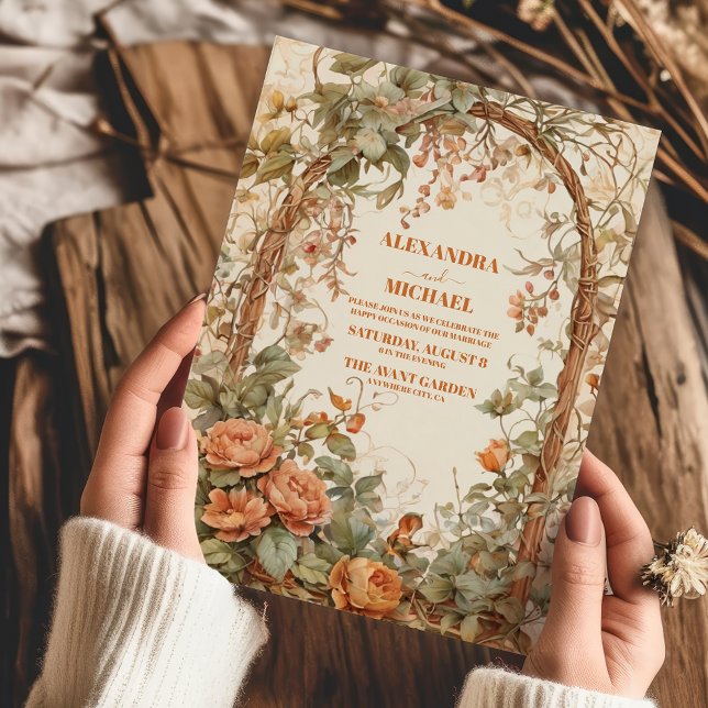Vintage Rustic Floral Art Nouveau  Wedding  Invitation (Creator Uploaded)