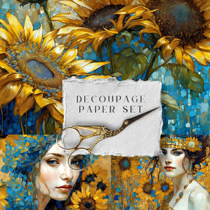 Vintage Rustic Floral Botanical Decoupage Wrapping Paper Sheet