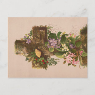 Vintage Rustic Floral Cross, Easter Card, Postcard