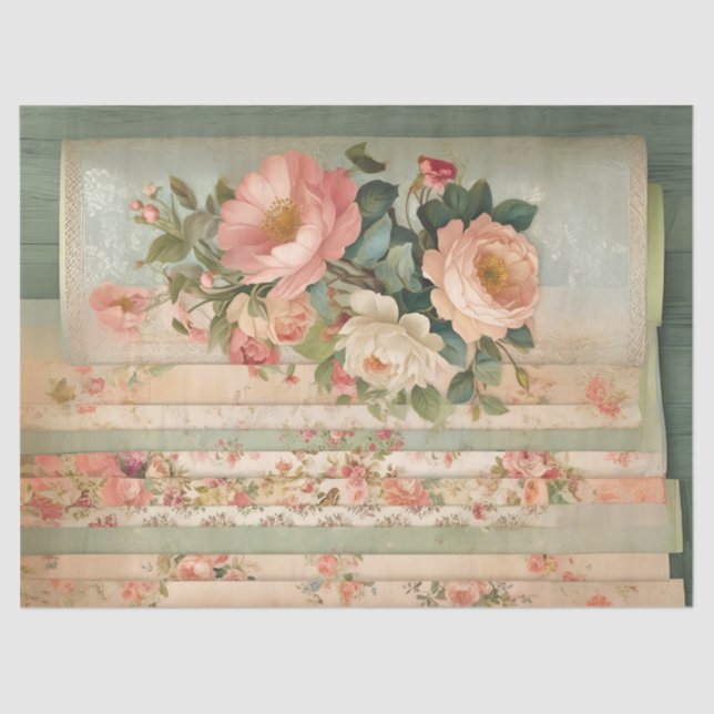 Vintage Rustic Floral Decoupage Tissue Paper (Front)