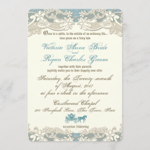 Vintage Rustic Floral Fairy Tale Wedding Invitation