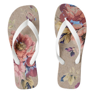 Vintage Rustic Floral Jandals