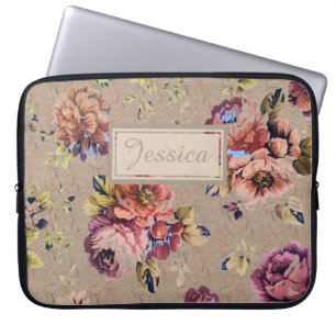 Vintage Rustic Floral Laptop Sleeve