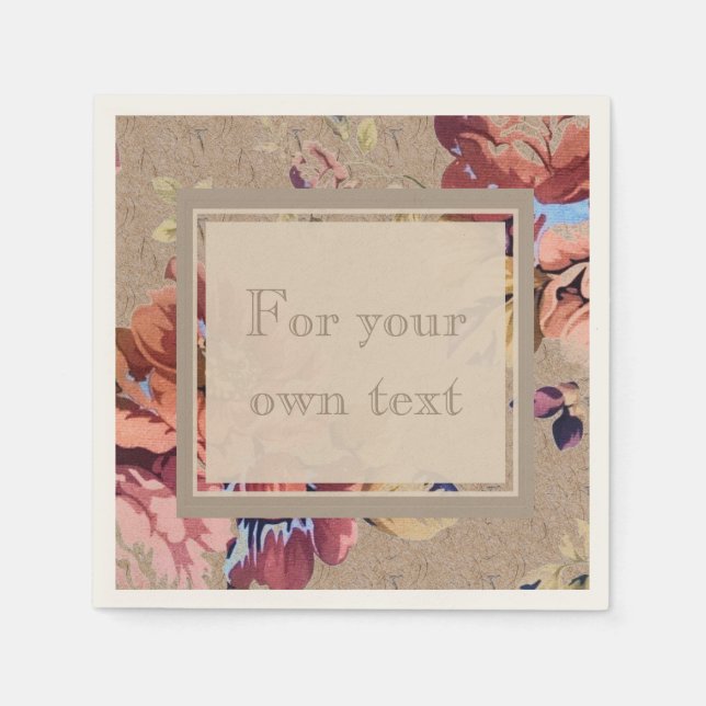 Vintage Rustic Floral Napkin (Front)