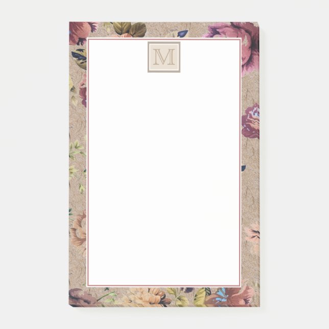 Vintage Rustic Floral Post-it Notes (Front)
