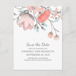 Vintage Rustic Floral Save the Date Announcement Postcard