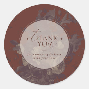 Vintage Rustic Floral Terracotta Bridal Shower Classic Round Sticker