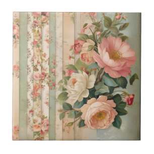 Vintage Rustic Floral Tile