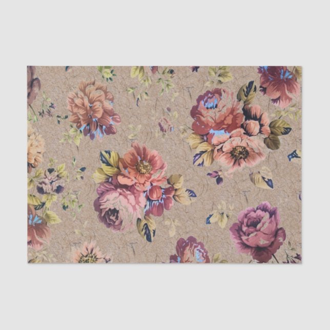 Vintage Rustic Floral Tissue Paper (Front)