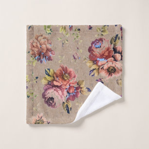 Vintage Rustic Floral Wash Cloth