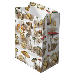 Vintage Rustic Forest Mushrooms Medium Gift Bag