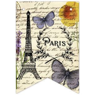 vintage rustic french eiffel tower Paris Party Bunting