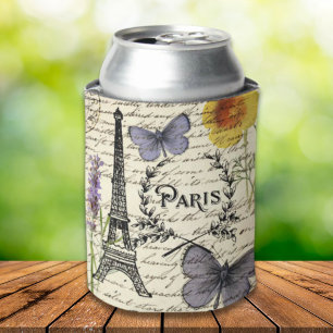 vintage rustic french eiffel tower Paris Party Can Cooler