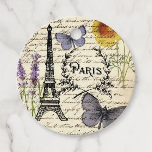 vintage rustic french eiffel tower Paris Party Favour Tags