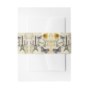 vintage rustic french eiffel tower Paris Party Invitation Belly Band