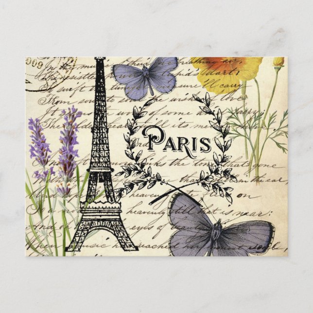 vintage rustic french eiffel tower Paris Party Postcard (Front)