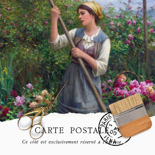 Vintage Rustic French Woman Floral Decoupage Tissue Paper