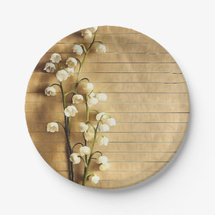 Vintage Rustic Gold and White Lily Floral Paper Plate