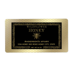 Vintage rustic gold bee honey jar