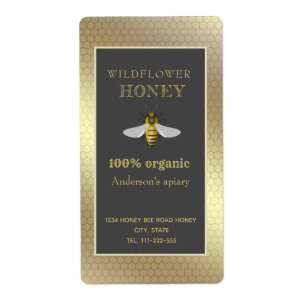 Vintage rustic gold bee honey jar